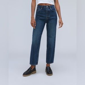 Everlane High Waist Straight Ankle Stretch Jeans Size 31 Dark Wash